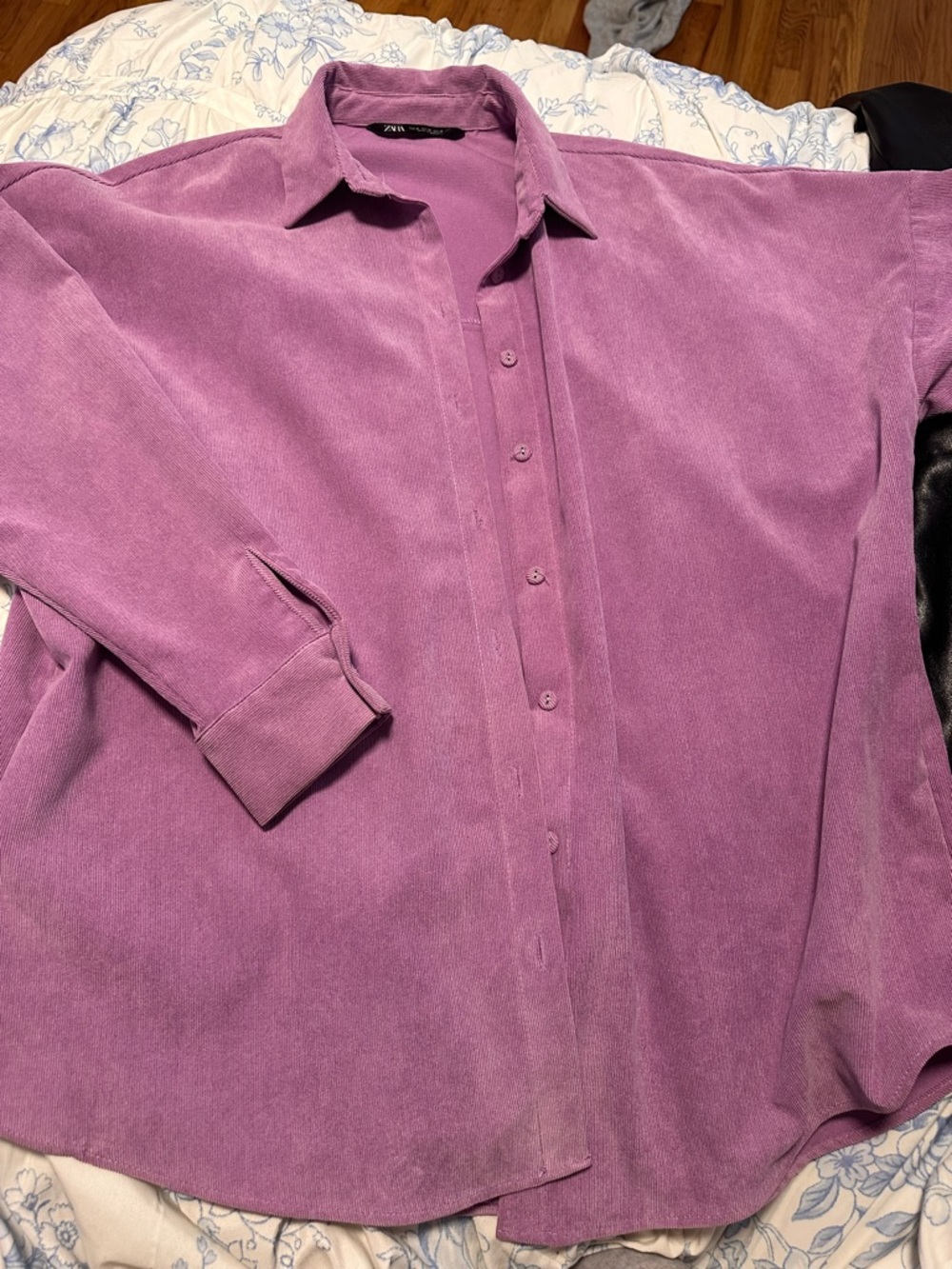 ZARA Pink Corduroy Button-Down Shirt